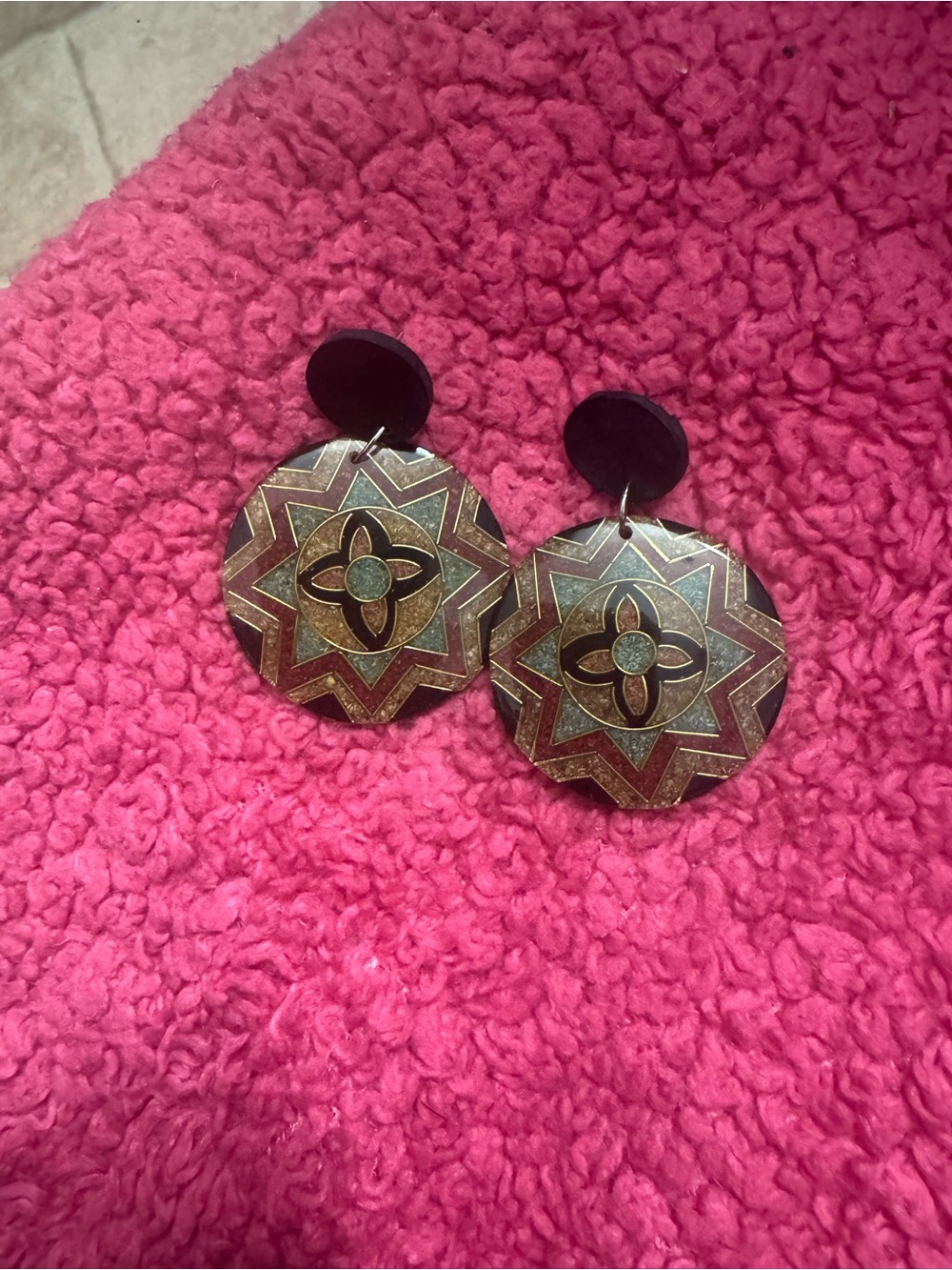 Gold and Black Geometric Drop Earrings - Women Jewelry